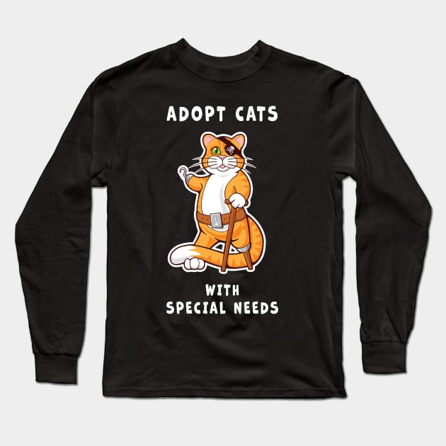 ADOPT CATS WITH SPECIAL NEEDS Long Sleeve T-Shirt by Cat In Orbit ®